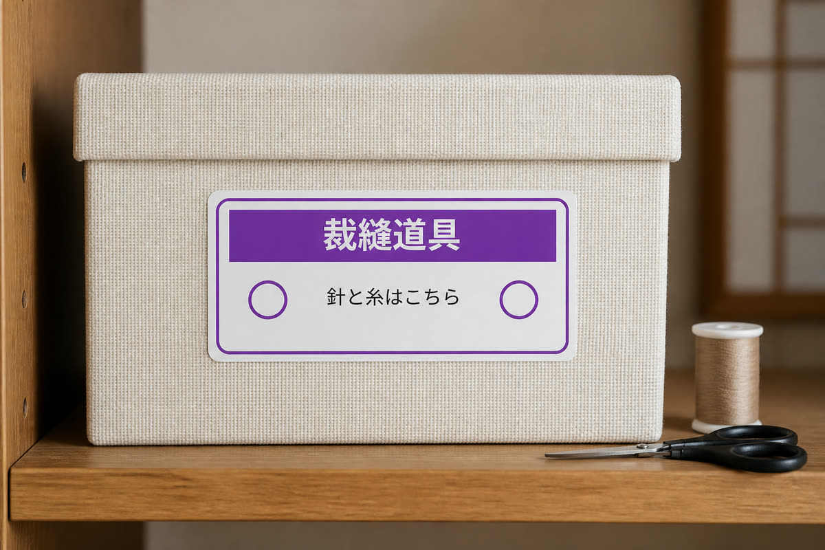 収納箱に貼ったラベルの作例