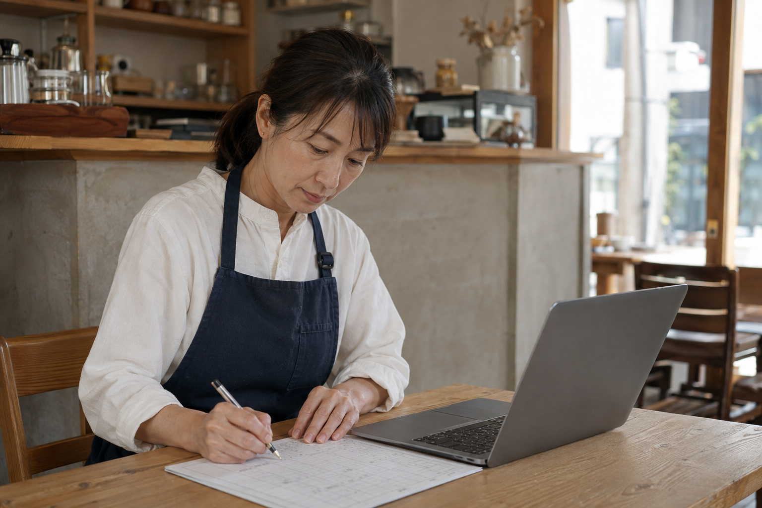 飲食店でシフトを考える担当者